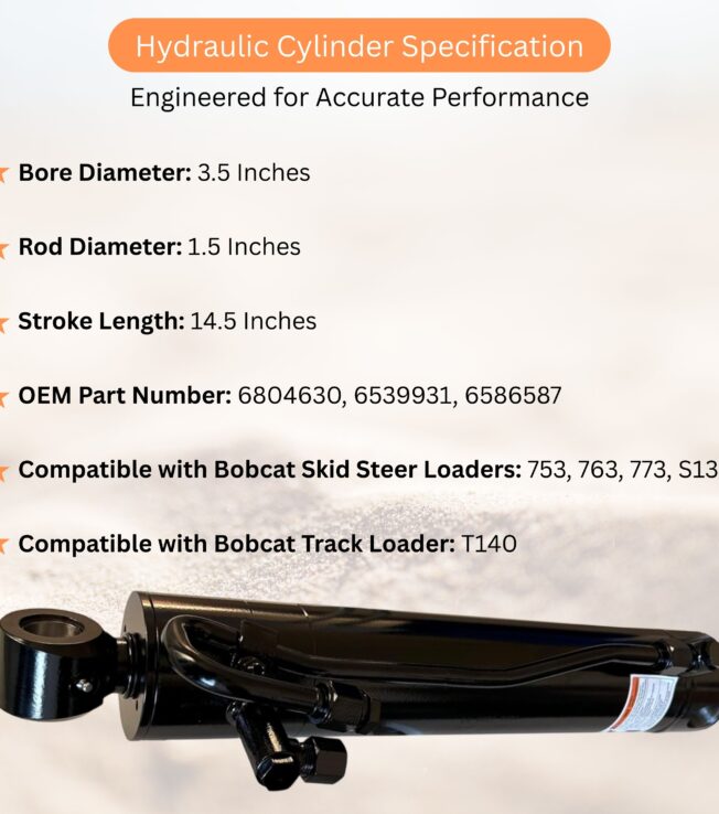 Tilt Cylinder 6804630 6539931 6586587 Compatible with Bobcat Skid Steer Loaders 753, 763, 773, S130 & Track Loader T140